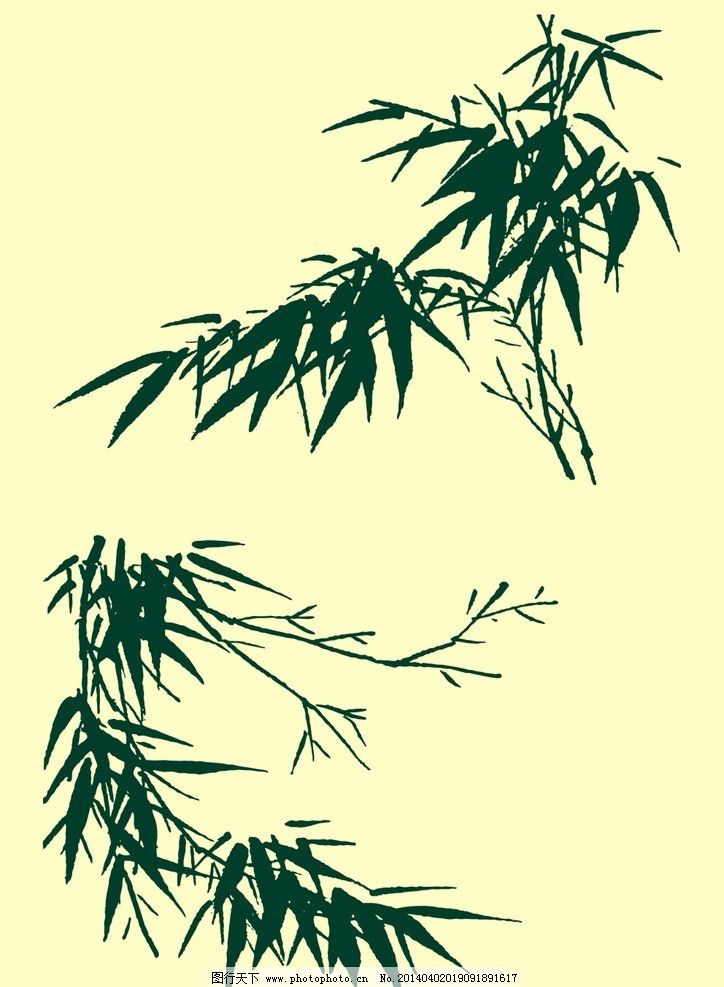 国画竹子 国画 山水画 水墨画 竹子 叶子 花草 植物 艺术 中国传统