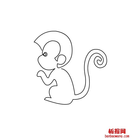 一笔画猴子的简笔画